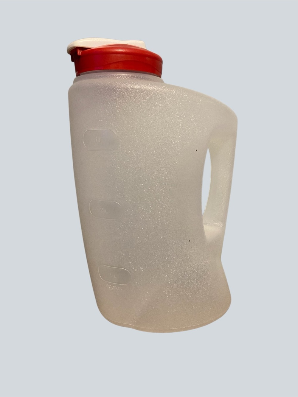 Vintage Rubbermaid MixerMate 1 Gallon Pitcher Clear Red & White Top